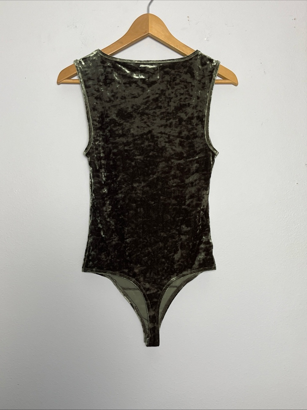 Green Crushed Velvet Tank Bodysuit Lou & Grey Sz M Forest Fairy Festival Boho - Picture 9 of 13